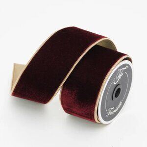 Farrisilk 2 Tone Velvet Burgundy & Gold Christmas Ribbon 2.5" NEW